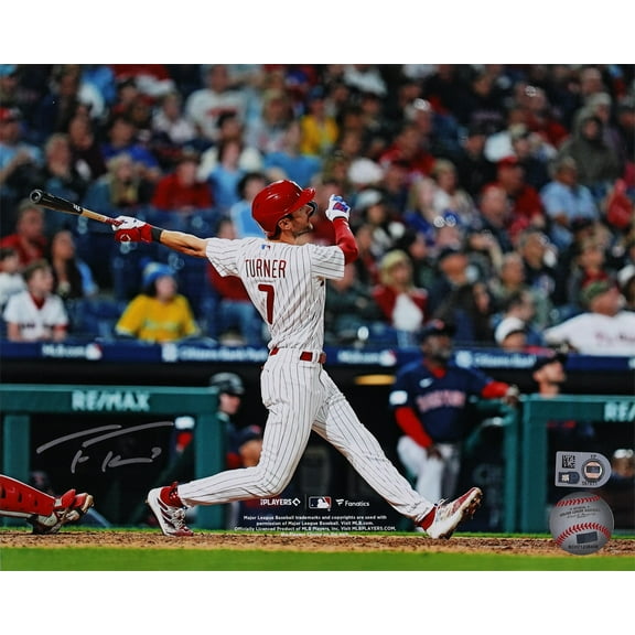Trea Turner Philadelphia Phillies Autographed 8" x 10" White Jersey Hitting Photograph - Fanatics Authentic Certified