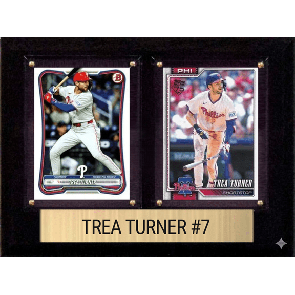 Trea Turner Philadelphia Phillies Fan Gift Plaque 6x8 2 Cards Topps, Bowman 2024 2025 2026