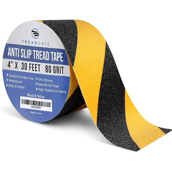 TreadSafe Caution Anti Slip Tape for Any Surface, 4"x30ft Caution Tape Roll