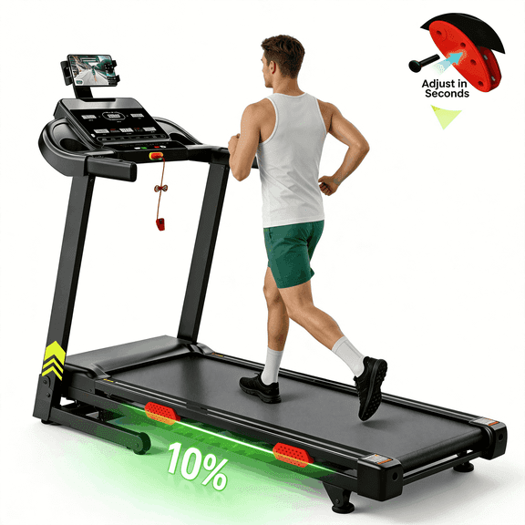 Treadmill with 10% Incline, 300-330lbs Treadmills with Handlebar for Home,Treadmill for Home small space, Walking Pads Work with APP, Exercise treadmill,Free Course