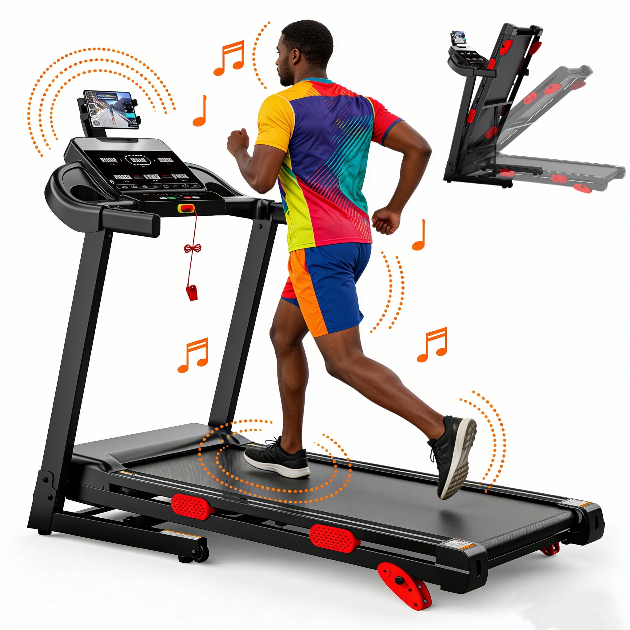 Treadmill with 10% Incline, Walking Pad Treadmills for Home Small, 4-in-1 Treadmill with Handles, Foldable Treadmill with 3.75 HP Quiet Brushless, 330 LBS Capacity