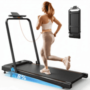 Treadmill 2 in 1 for Home/Office,Patbrela 300 Lbs Walking Pad Treadmill with HandleBar,Under Desk Treadmill ,LED Display