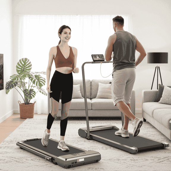 Naipo Treadmill 2 in 1 Walking Pad Treadmill Folding 7.5 mph Running Under Desk Treadmill with Remote Control and LED Display for Home Office Use