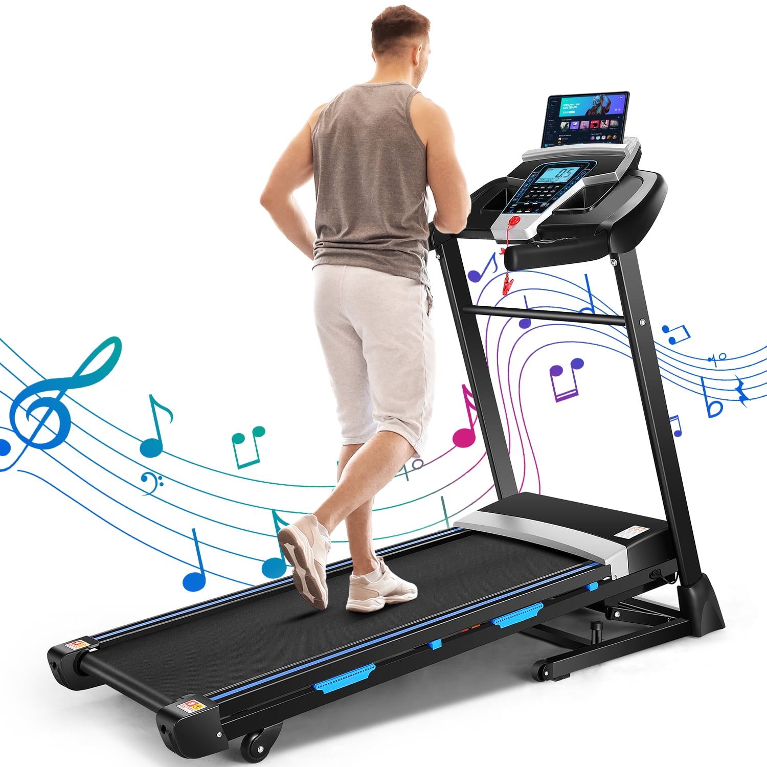 Treadmill 300 lb Capacity, 3.25 HP Automatic Incline Treadmill with APP