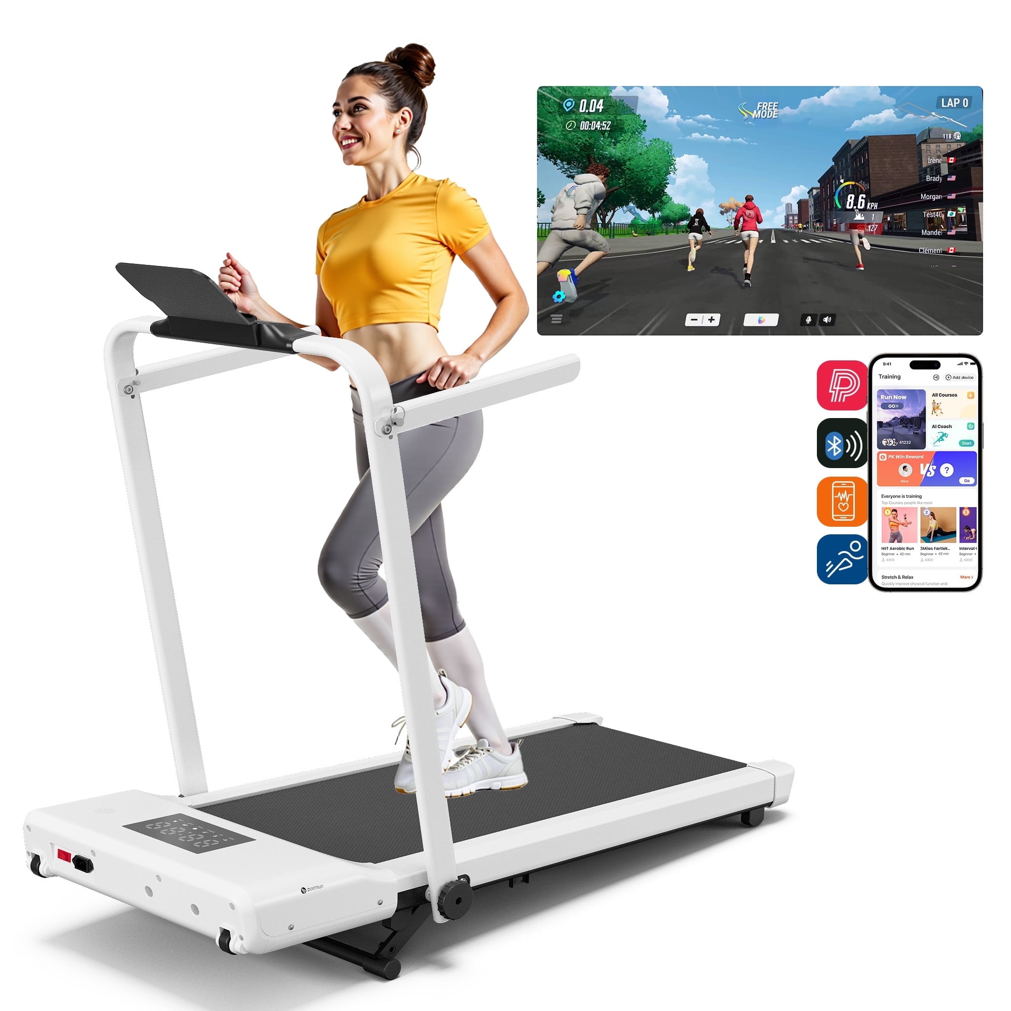 3 in 1 Folding Treadmills for Home, 3.0HP Powerful and Quiet Under Desk Treadmill, 300 lbs Capacity Foldable Walking Pad Treadmill with Remote Control and Space Saving, Free Installation