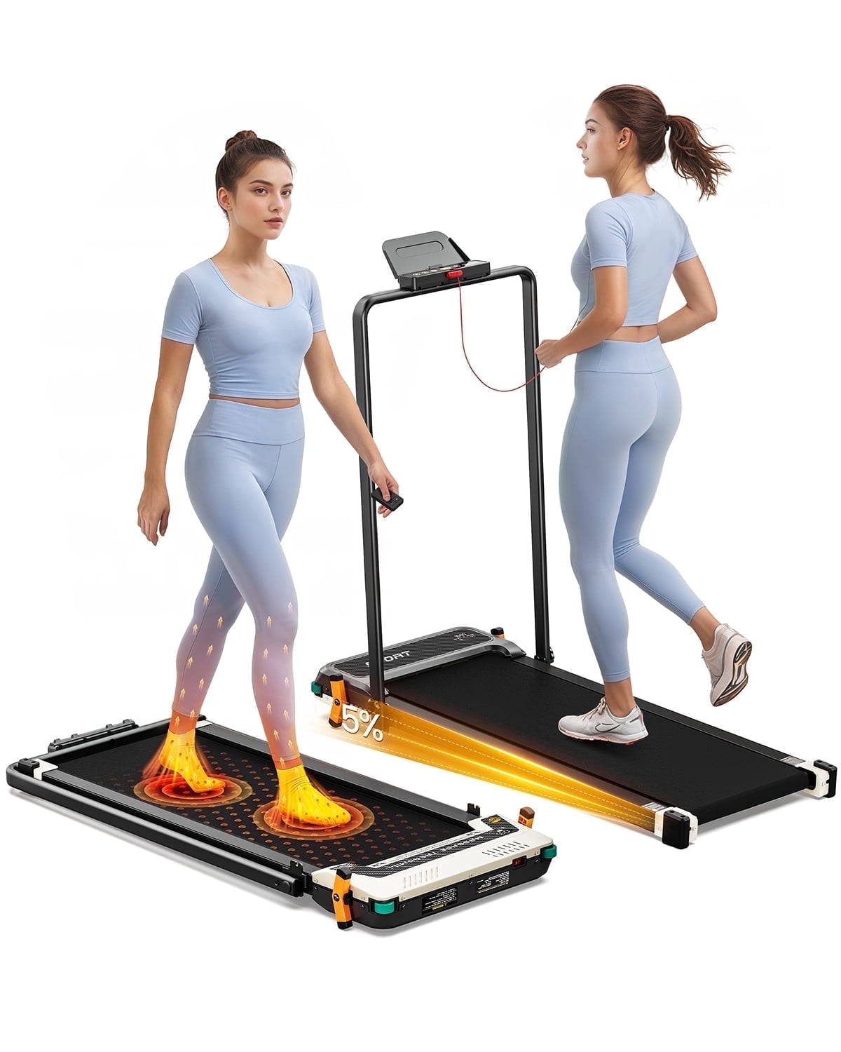Treadmill with  5Level Auto Incline - Dual-Sided  Treadmill with Foot Massage, 2.5HP Multiple Control Options & Data Panels , 330 lb Capacity for Holiday gift