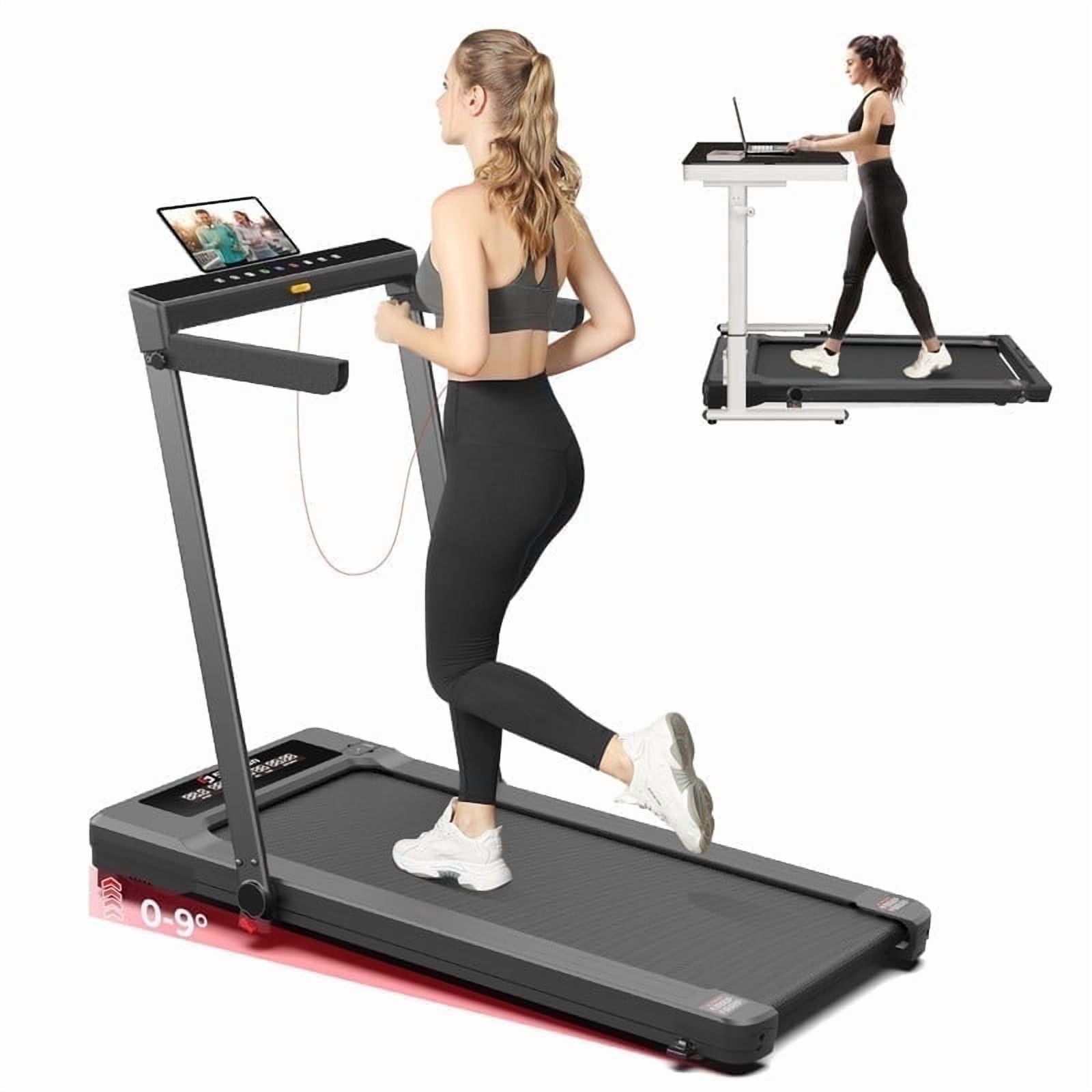 Treadmill with Auto Incline 3 in 1 Folding Handle handrail, Under Desk Portable Walking Pad for Home Office,Walking Jogging Running Pad 2.5HP Low Noise with Remote Control, Black