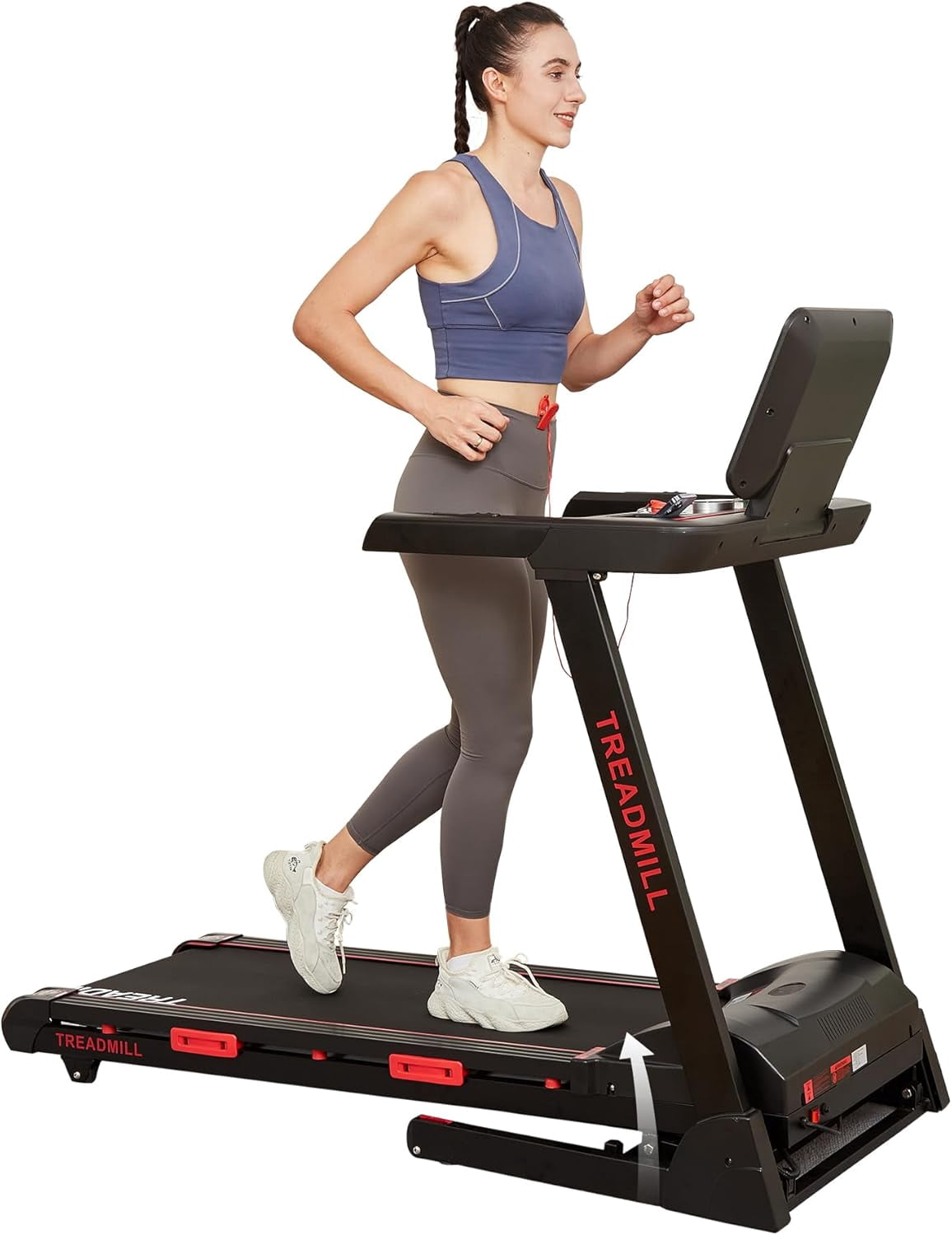 Treadmill with Auto Incline,Home Folding Treadmill with Heart Sensor,3.5 HP Quiet Brushless, 8.7 MPH, Shuttle Buttons,48in*18in Running Area,Running Machine for Home Office Indoor Cardio Exercise