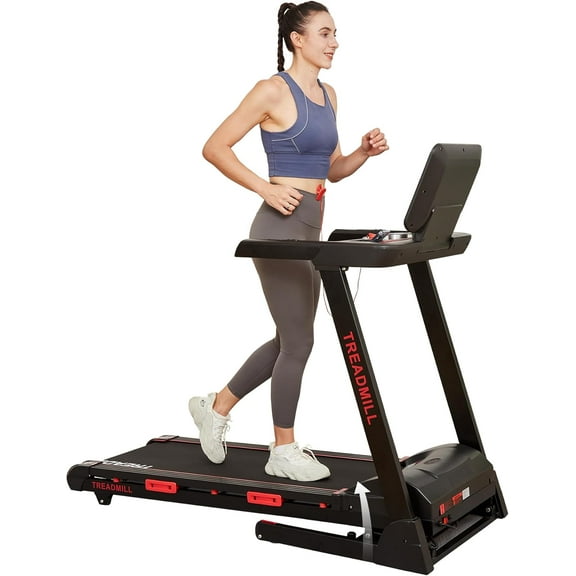 Treadmill with Auto Incline,Home Folding Treadmill with Heart Sensor,3.5 HP Quiet Brushless, 8.7 MPH, Shuttle Buttons,48in*18in Running Area,Running Machine for Home Office Indoor Cardio Exercise