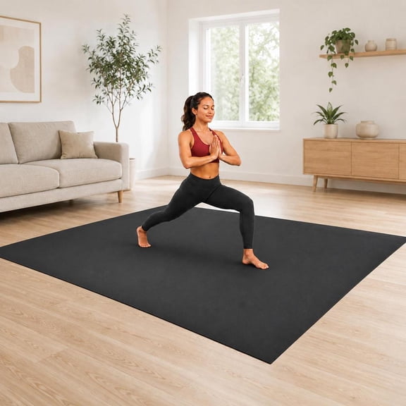 Treadmill Compatible Gym Mat 8x6 ft, 7mm Thick Non-Slip Floor Protection Pad for Elliptical Exercise Bikes and Stationary Cycles, Durable Home Gym Flooring