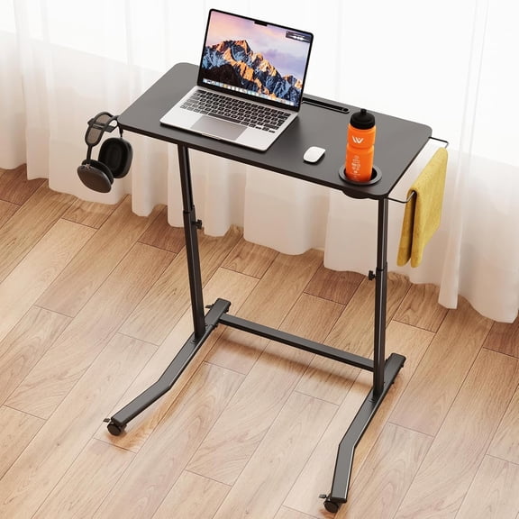 Treadmill Desk, 30"-" Adjustable Height Mobile Small Standing Desk for Walking Pad, Trainer Stand Wheels,Rolling Portable Standing Table for /Running and Office Work (Black)