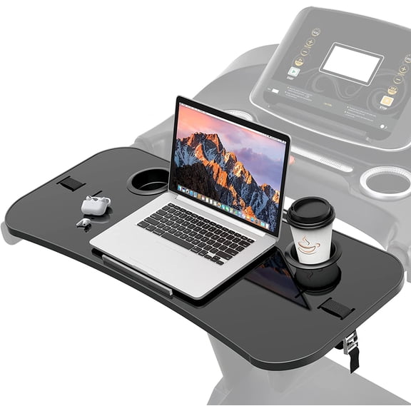 Treadmill Desk Attachment, 36 Inches Tread Tray Workstation Handlebars Platform with Laptop Holder, Cup Tablet Holder, Ergonomic Stand with Cooling Holes