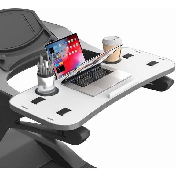 Treadmill Desk Attachment with Large Laptop Platform, Universal Workstation for Laptops/Tablets, Fits Treadmill Handlebars Up to 36 Inches, White