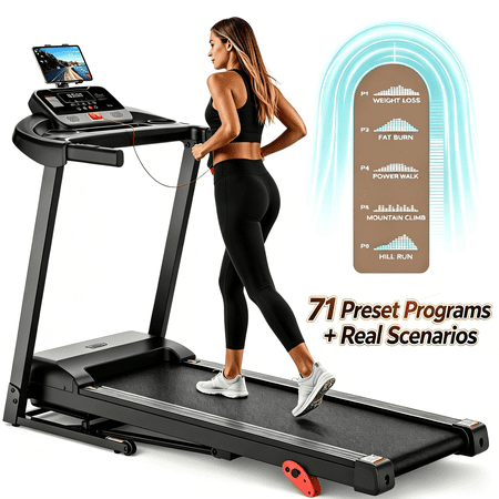 Treadmill for Home with 3-Level 9% Incline, Foldable Treadmill for Home Small Office, Compact Portable Running Treadmill with Handle,Digital LCD Display, APP Control, 300 lbs Capacity