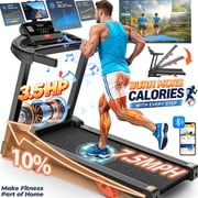 Folding Electric Treadmill for Home, Compact Running Machine with 3.5HP Motor, Treadmill 300 lb Capacity, Treadmill with 10% Manual Incline, 7.5 MPH, Quiet Brushless Motor, 71 Programs, Space-Saving