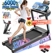 Treadmill for Home, Portable Folding Electric Exercise Treadmill with Adjustable Incline, APP Control, 64 Programs, 320 lb Capacity, 7.5MPH, Bluetooth Speakers, Running Walking Jogging, 01/18 Update