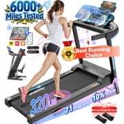 Folding Electric Treadmill for Home, Compact Running Machine with 3.5HP Motor, Treadmill 300 lb Capacity, Treadmill with 10% Manual Incline, 7.5 MPH, Quiet Brushless Motor, 71 Programs, Space-Saving