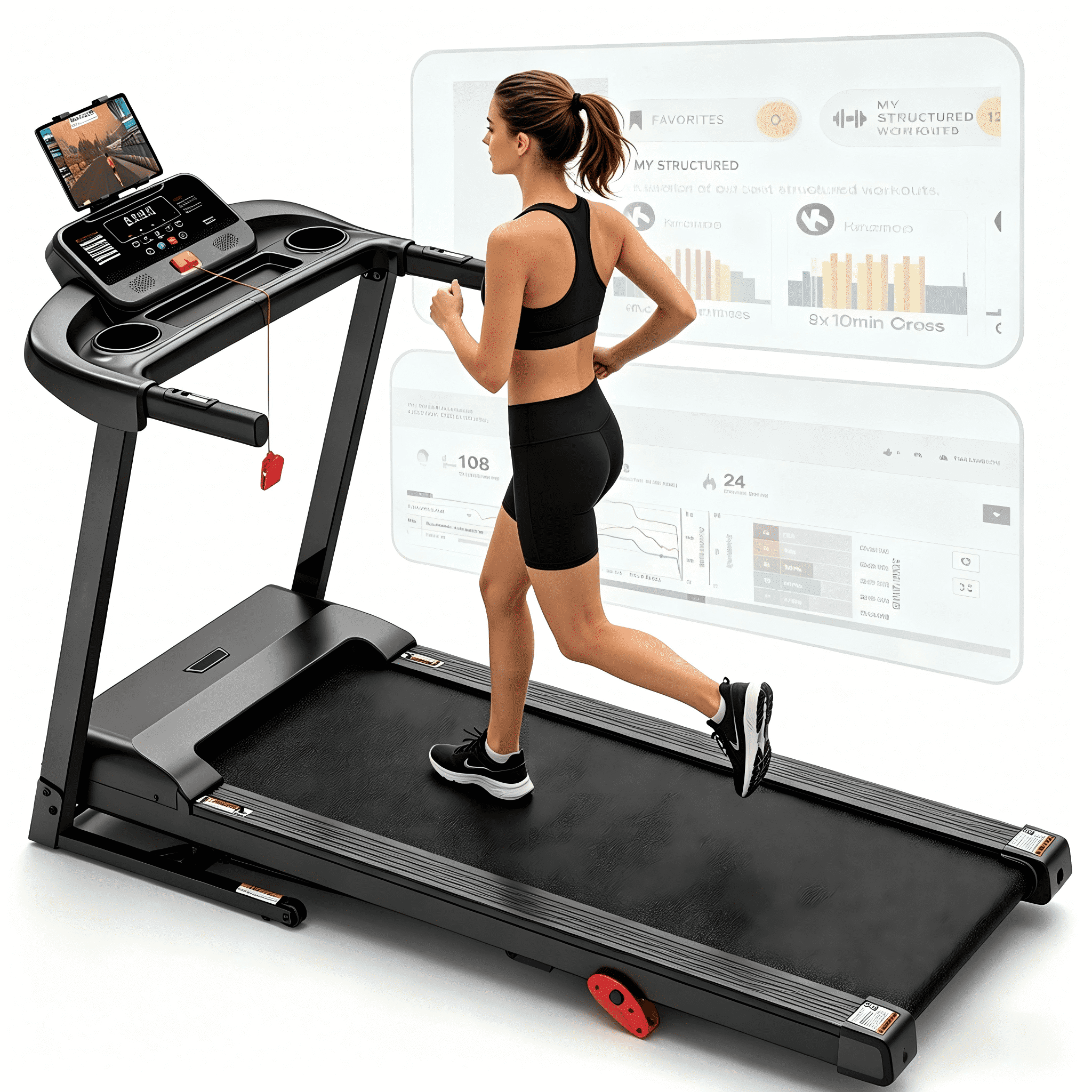 Treadmill for Home Small with Incline - 3.8HP Quiet Walking Running Treadmill with Handles, 320LBS Capacity, Home Office Multi Portable Treadmills for Running Jogging Walking