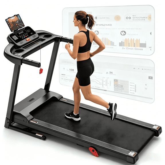 Treadmill for Home Small with Incline - 3.8HP Quiet Walking Running Treadmill with Handles, 320LBS Capacity, Home Office Multi Portable Treadmills for Running Jogging Walking