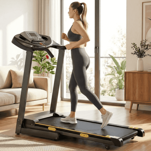 Naipo Treadmill with Incline Folding with 12 Level Automatic Incline 2.5hp Power 8.5mhp Speed Running Machine 15 Preset Training Program Electric Treadmill for Home Use