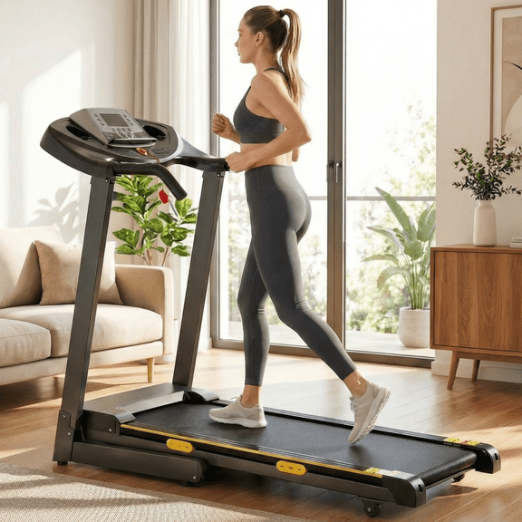 Naipo Treadmill with Incline Folding with 12 Level Automatic Incline 2.5hp Power 8.5mhp Speed Running Machine 15 Preset Training Program Electric Treadmill for Home Use