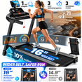 thumbnail image 1 of 3.65 HP Foldable Treadmill for Home, Electric Running & Walking Exercise Equipment with 10% Incline, Treadmill 300 lb Capacity, App Sync Technology, Heart Rate Sensor, 16" Wide Belt, 1 of 10