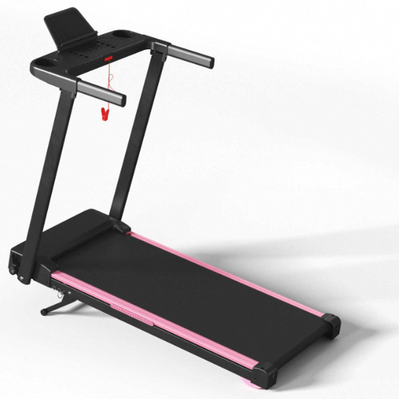 Treadmill with Incline for Home, Smart Walking Running Machine with APP, 3-Level Manual Incline, Quiet Brushless Motor, LED Display, 12 Programs, Compact Treadmill for Home Office Apartment,Pink