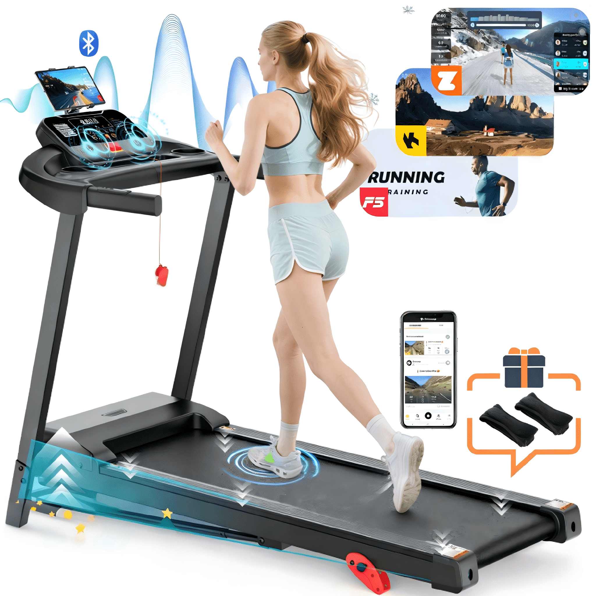 Treadmill with Incline,Portable Treadmills for Home Small, Incline Walking Pad Treadmill with Handle Bar, Walking Pad Foldable with 3.0HP Quiet Brushless, LED Display, 320LBS Capacity