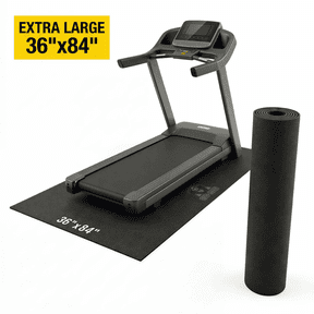 Foldable PVC Treadmill Mat, 30"x60" to 36"x74", Non-Slip Shock Absorbing Floor Protector for Home Gym, Carpet & Hardwood Floors
