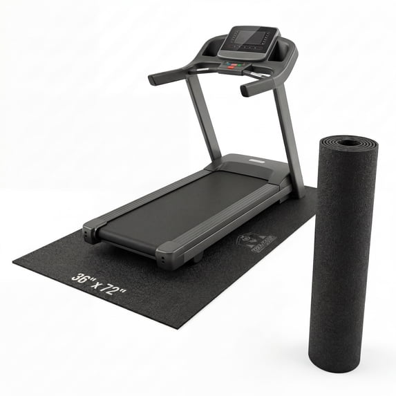 Treadmill Mat 30x60 to 36x74 in Foldable Non-Slip PVC Exercise Mat, Shock Absorbing Floor Protector for Walking Pad, Home Gym, Carpet & Hardwood Floors