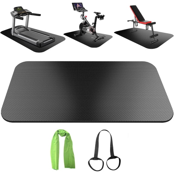 Treadmill Mat,Bike Mat Compatible with Peloton Bike Elliptical Treadmill,Folding Pad Exercise Equipment Under Exercise Trainer Pad for Stationary Indoor Spin