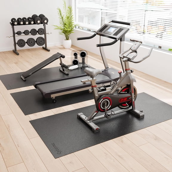 Treadmill Mat, Bike Trainer Mat for Stationary Spin Bike, 84" x 36" Non Slip Exercise Equipment Mat for Bike, Treadmill, Elliptical, Yoga - Workout Floor Protector for Carpet Or Hardwood