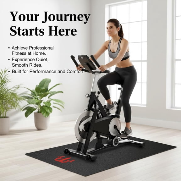 Treadmill Mat Compatible, Peloton Bike Mat for Hardwood Floors or Carpet, Exercise Equipment Upgrade Thickness 6mm Non Slip, with Non-Slip Sweat-Proof for Original Bike, Stationary Bike