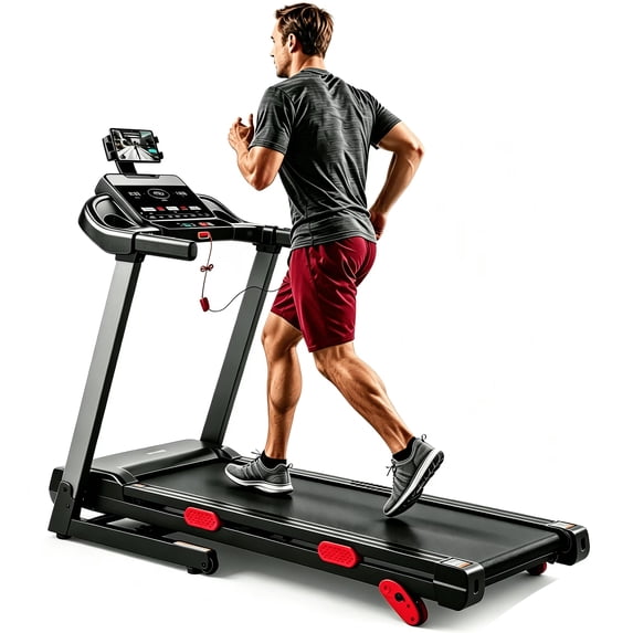 Treadmill for Home, 3.8HP Folding Treadmill with Incline, 300 lbs Capacity, Bluetooth & Heart Rate Sensor, Space-Saving Design, Heavy-Duty