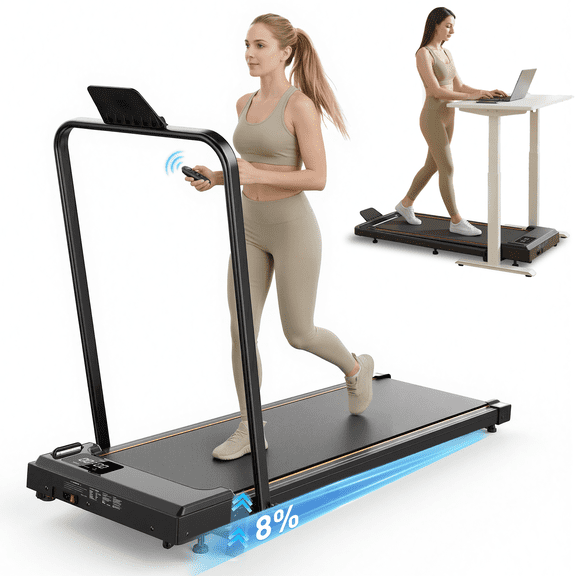 Treadmill with Handles, Small Treadmills Home, Portable Electric Treadmills for Home 300 lbs Capacity,Walking Pad Treadmill