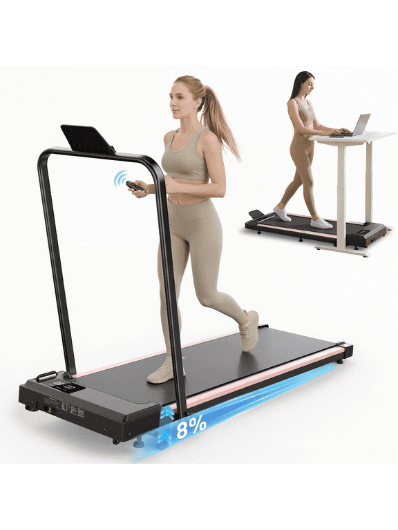 Treadmill with Handles, Small Treadmills Home, Portable Electric Treadmills for Home 300 lbs Capacity,Walking Pad Treadmill