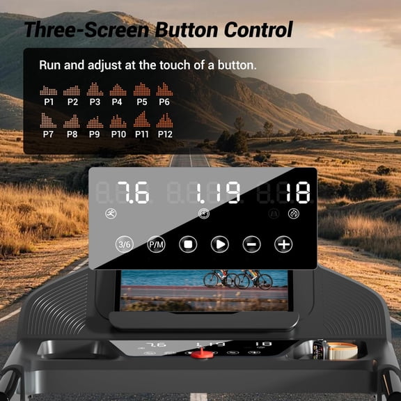 Treadmills for Home with 15% Incline & Led Screen, 7-Layer Shock-Absorbing Foldable Treadmill with Handle Bar Up to 400lbs Capacity, 3.0HP Quiet Walking Pad Treadmill 0.6-7.5MPH