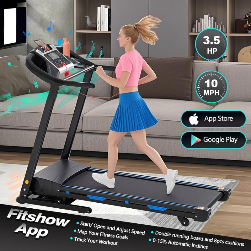 Fitshow App Home Foldable Treadmill with Incline, Folding Treadmill for Home Workout, Electric Walking Running Treadmill Machine 5