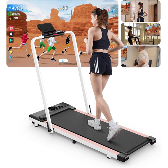 Treadmills for Home Foldable,Folding Walkingpad Treadmill MAX 300lbs APP Remote Control,Running Machine with Safety Handrail