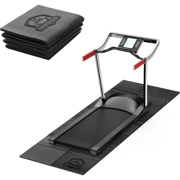 Treamill Mat  68"x24"x1/5" Thick Non-Slip Folable Exercise Equipment Mat for Walking Pa, Weight Bench & Treamill  Shock Absorbing Floor Protector for Home Gym, Carpet & Harwoo Floors
