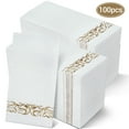 Treamon 100 Pcs Gold LinenFeel Disposable Guest Towels Bathroom Paper