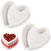 Treamon Silicone Heart Shaped Cake Pans, 2 Pcs 10 Inch Large Heart Cake Mold Nonstick Silicone Heart Molds for Baking