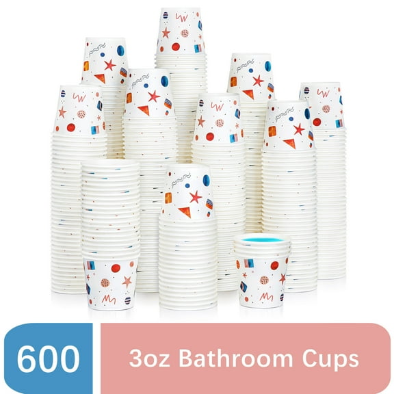 Treamon Small Mouthwash Cups, Everyday Disposable Paper Bathroom Cups, 3 oz, 600 Count