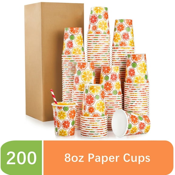 Treamon Paper Cups Disposable Coffee Cups, 8 oz 200 Count