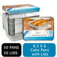 thumbnail image 1 of Treamon Aluminum Pans with Lids, Disposable Tin Foil Pans 8.5" x 6" 50 Count, 1 of 6