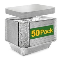 Treamon Aluminum Pans with Lids, Disposable Tin Foil Pans 8.5" x 6" 50 Count