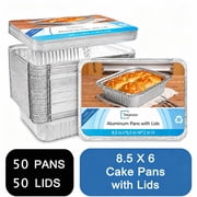 Treamon Aluminum Pans with Lids, Disposable Tin Foil Pans 8.5" x 6" 50 Count