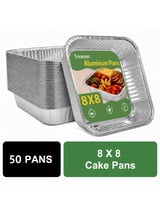 Treamon Aluminum Pans, Square Disposable Tin Foil Pans, 8*8" 50 Count