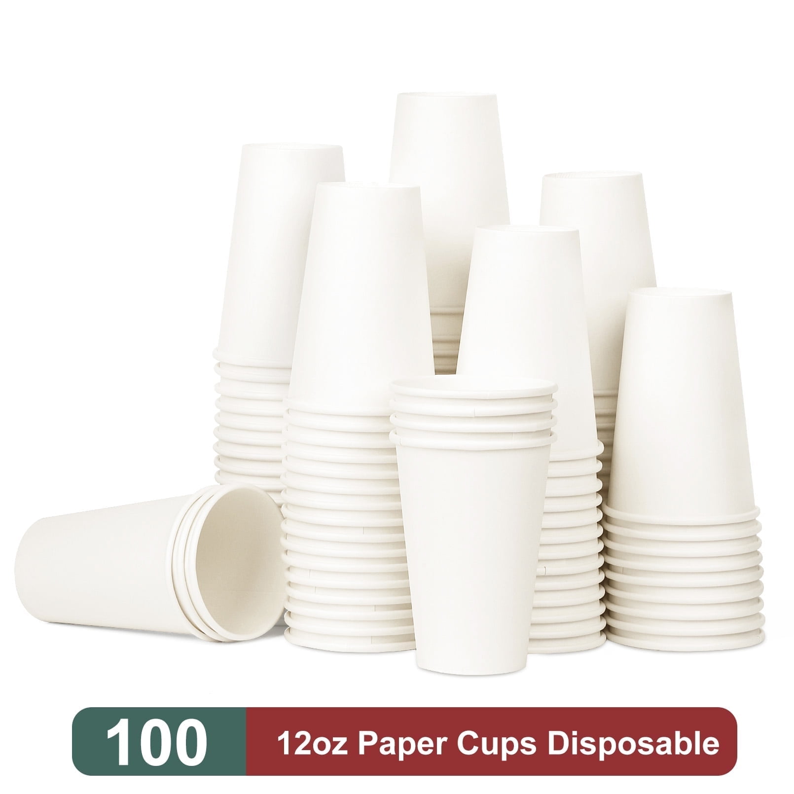 Treamon Paper Cups Disposable Hot Cups, 12 oz 100 