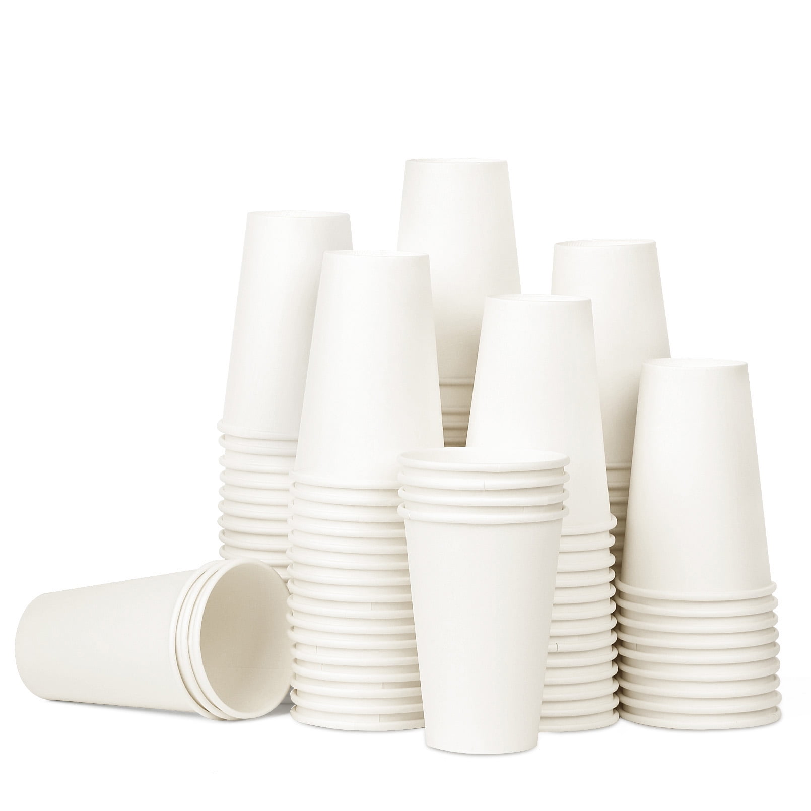 Treamon Paper Cups Disposable Hot Cups, 12 oz 100 Count, White